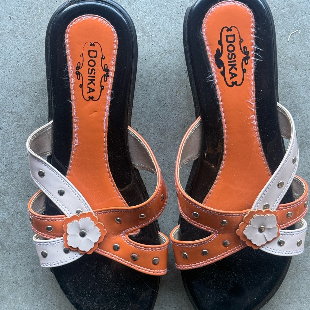 Sika Orange and White Floral Sandals